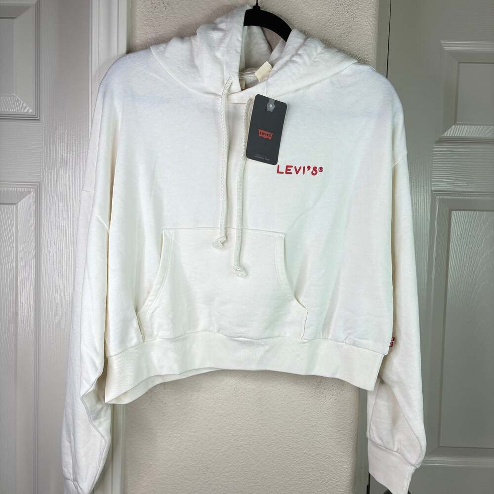 Levi's Women's Cream Cropped Hoodie Long Sleeve Size XXL New